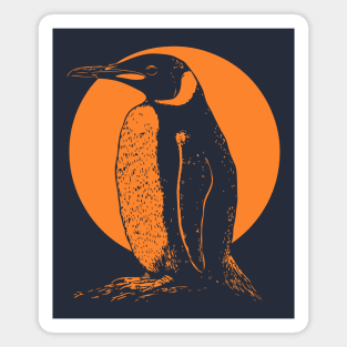 Retro Penguin - Orange Monochrome Winter Magnet